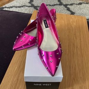 Nine West Pink Metallic Flats